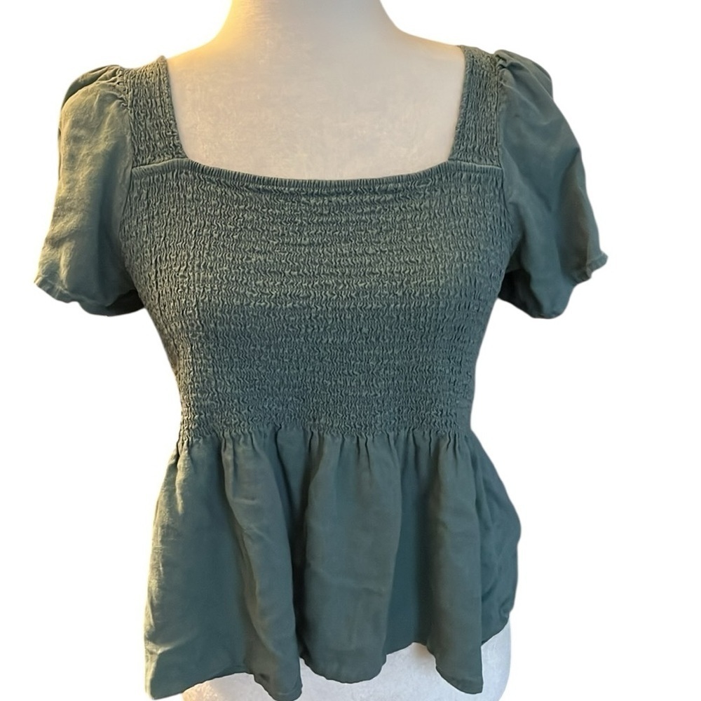Madewell Lucie Smocked Peplum Blouse Size Small